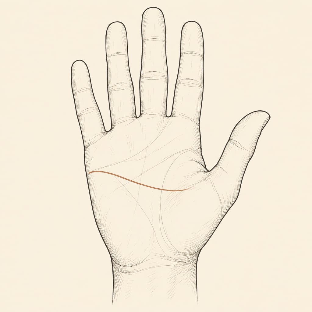 Head line on a human palm, the lower of the two horizontal lines crossing the palm