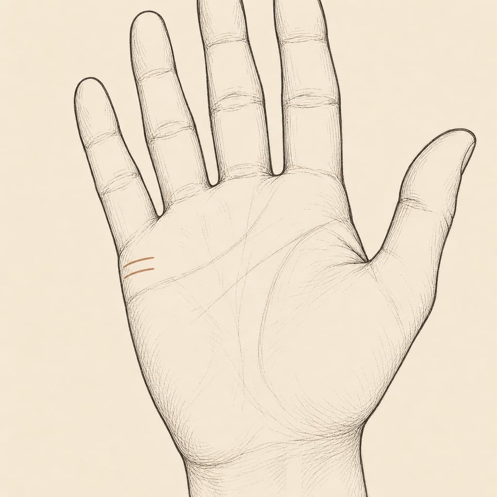 Marriage lines on a human palm, the short horizontal lines below the little finger